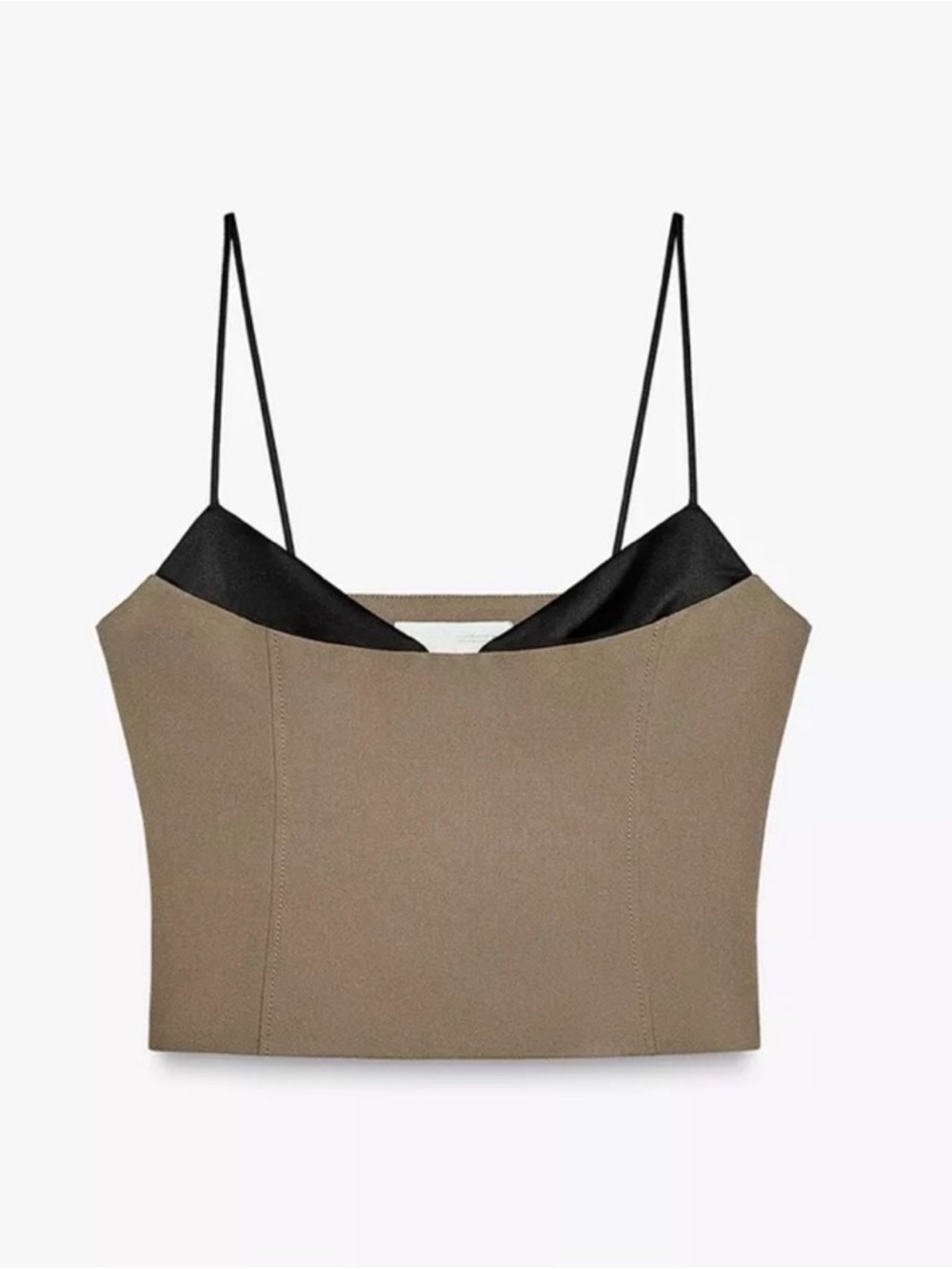 Zara Brown & Black Spaghetti Strap Cami Tank Top NWT Size M